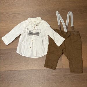 H&M baby boy cotton suspender with bow tie